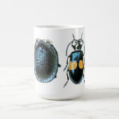 青および黄色のカブトムシのマグ コーヒーマグカップ (中央)
