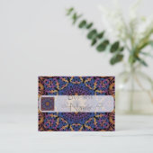 青および黄色のケルト結び目模様のタイル147 名刺 (スタンド正面)