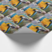 青および黄色のコンゴウインコの包装紙 ラッピングペーパー (角)