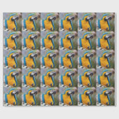 青および黄色のコンゴウインコの包装紙 ラッピングペーパー (フラット)