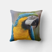 青および黄色のコンゴウインコの枕 クッション (裏面)