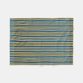 青および黄色のストライプ フリースブランケット (正面(横))