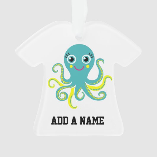 青および黄色のタコ オーナメント (正面)