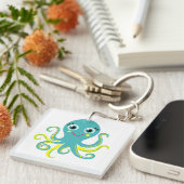 青および黄色のタコ キーホルダー (正面右)
