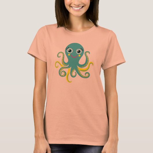 青および黄色のタコ Tシャツ (正面)