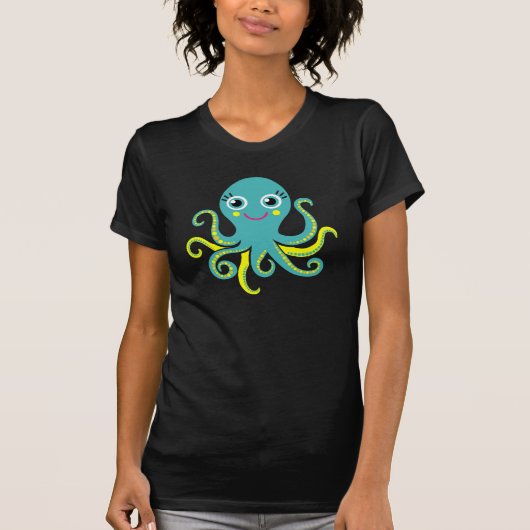 青および黄色のタコ Tシャツ (正面)
