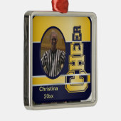 青および黄色のチアリーティングの写真のオーナメント メタルオーナメント (右)