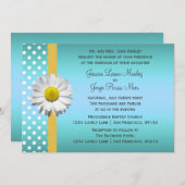 青および黄色のデイジーの結婚式招待状 招待状 (正面/裏面)