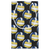 青および黄色のバレーボールパターン スモールペーパーバッグ (裏面)