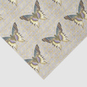 青および黄色のヴィンテージのスタイルの蝶 薄葉紙 (詳細)