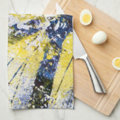 青および黄色の抽象的な台所タオル キッチンタオル (四つ折り)