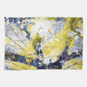 青および黄色の抽象的な台所タオル キッチンタオル (横)