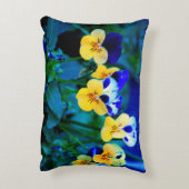 青および黄色の春の花の枕 アクセントクッション (裏面(縦))