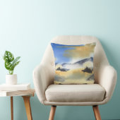 青および黄色の景色の日の出。 水彩画 クッション (椅子)