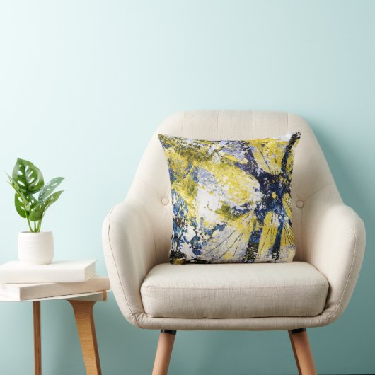 青および黄色の枕の抽象的な絵画 クッション (椅子)