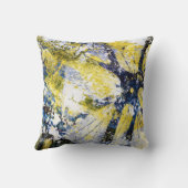 青および黄色の枕の抽象的な絵画 クッション (裏面)