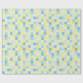 青および黄色の正方形の包装紙 ラッピングペーパー (フラット)