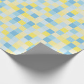 青および黄色の正方形の包装紙 ラッピングペーパー (角)