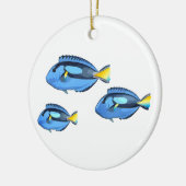 青および黄色の熱帯魚 セラミックオーナメント (左)
