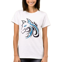 青および黒いオオカミの頭部の輪郭