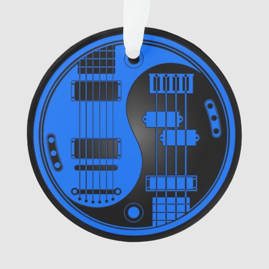 青および黒いギターおよび低音の陰陽 オーナメント (正面)