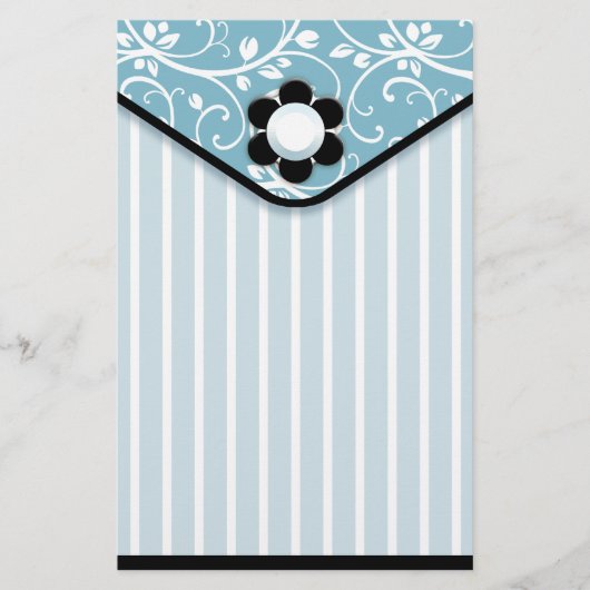 青および黒いクラッチの文房具 便箋 (正面)