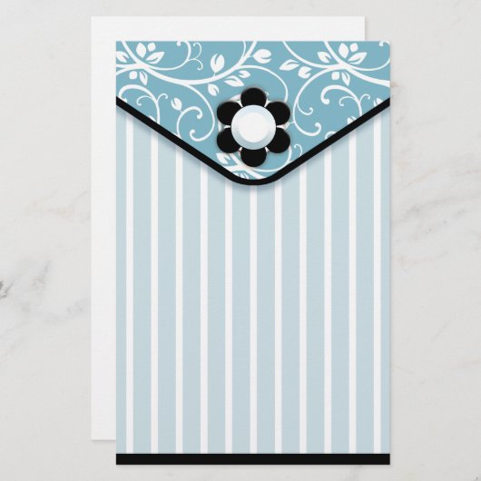 青および黒いクラッチの文房具 便箋 (正面/裏面)