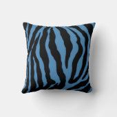 青および黒いシマウマのプリントのストライプのな枕 クッション (裏面)