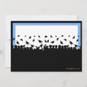 青および黒いシルエットの卒業パーティー 招待状 (裏面)