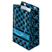 青および黒いバレーボールを個人化して下さい スモールペーパーバッグ (正面アングル)