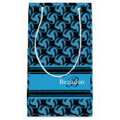 青および黒いバレーボールを個人化して下さい スモールペーパーバッグ (正面)