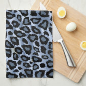青および黒いヒョウのアニマルプリント キッチンタオル (四つ折り)
