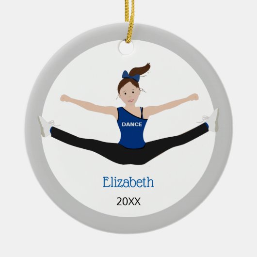 青および黒い閲兵行進部隊のブラウンの毛 セラミックオーナメント (正面)