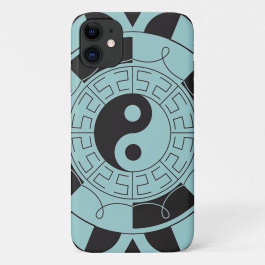 青および黒い陰陽の記号 Case-Mate iPhoneケース (裏面)