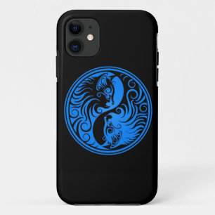 青および黒い陰陽猫 iPhone 11 ケース