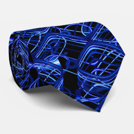 青および黒いSquigglesのフラクタル ネクタイ