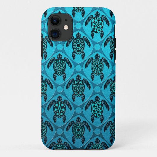 青および黒海のカメパターン Case-Mate iPhoneケース (裏面)