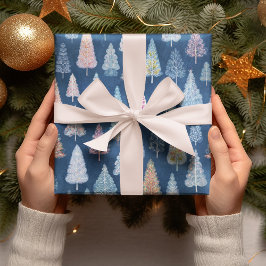 青お洒落いクリスマスツリーラッピング紙 ラッピングペーパー