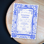 青お洒落い予測できなドードルハンドドロー 招待状