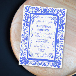 青お洒落い予測できなドードルハンドドロー 招待状