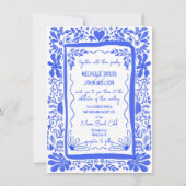 青お洒落い予測できなドードルハンドドロー 招待状 (正面)