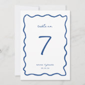 青お洒落い結婚表の番号カード 招待状 (正面)