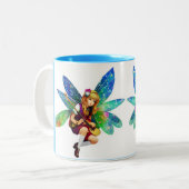 青お洒落い翼を持つ妖精 ツートーンマグカップ (正面左)