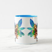青お洒落い翼を持つ妖精 ツートーンマグカップ (中央)