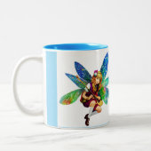 青お洒落い翼を持つ妖精 ツートーンマグカップ (左)