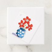 青お洒落い花瓶にオレンジ色の花 フェイバータグ (インサイチュ)