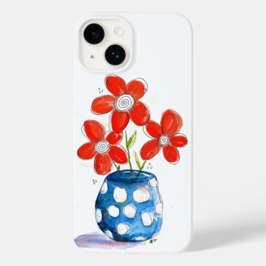 青お洒落い花瓶にオレンジ色の花 Case-Mate iPhoneケース (裏面)