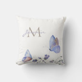 青お洒落い蝶の名前 クッション (正面)