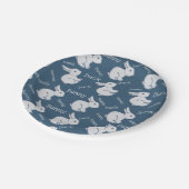 青お洒落うさぎダックイリュージョンスケッチイースター ペーパープレート (アングル)