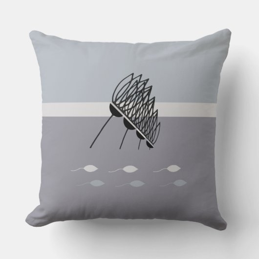 青お洒落とアイボリーのフローラ装飾用クッション クッション (正面)